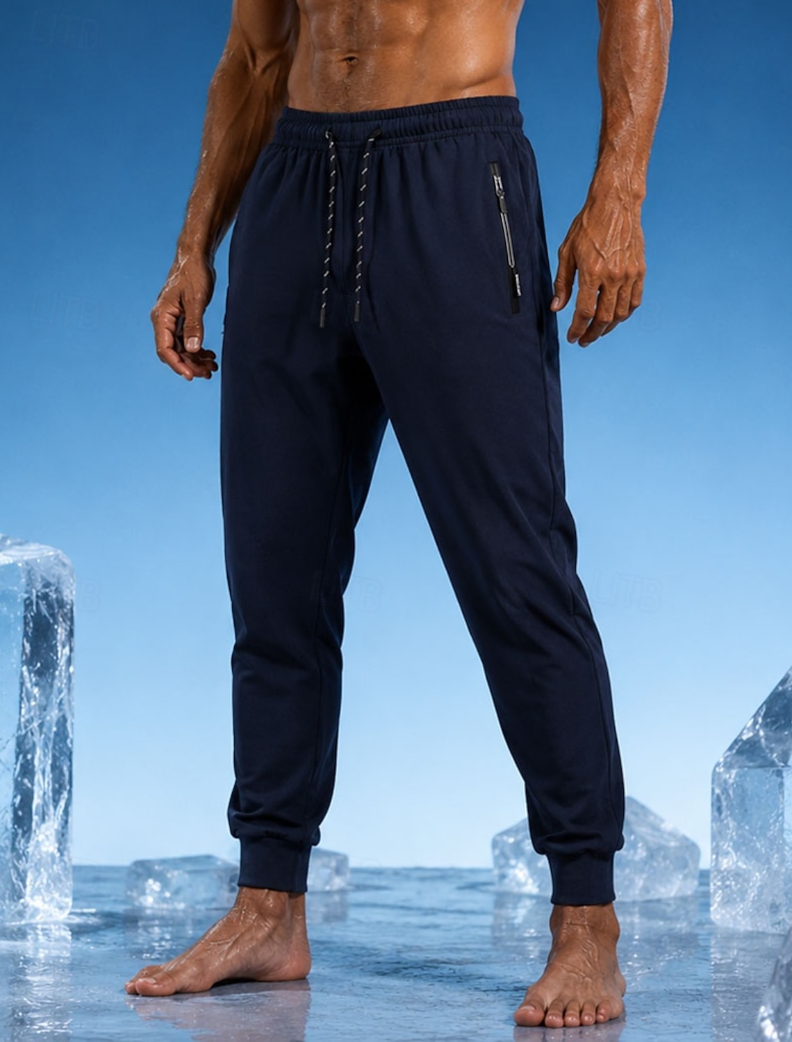 Men's Joggers Trousers Casual Pants Quick-dry Pants Cooling Pants Drawstring Pocket Elastic Waist Solid Color Lightweight Moisture Wicking Full Length Daily Gym Sports Outdoor Fashion Classic Style