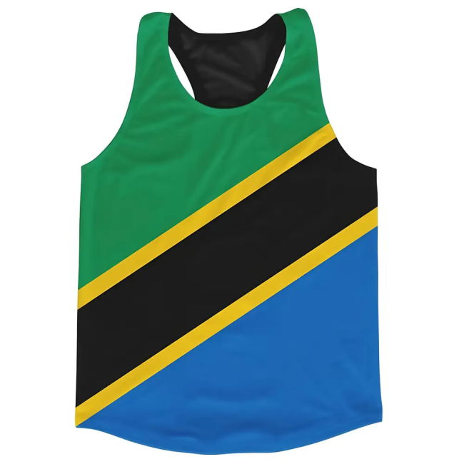 Top-Tier Tanzania Flag Running Vest Championship World-Class