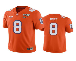 Men's Clemson CLE Orange 2020 authentic Justyn Ross #8 replica Jersey
