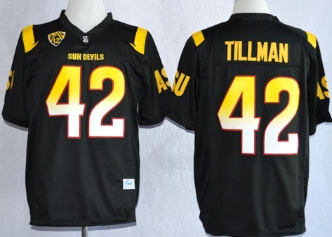 Men's None Pat Tillman #42 college football Black 2013 game jersey