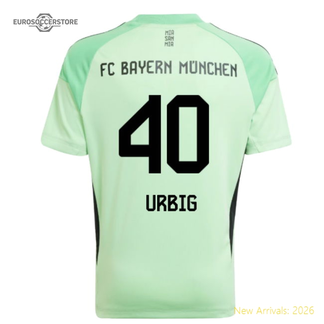 2025-2026 Bayern Munich Home Goalkeeper Shirt (Glory Mint) - Kids (Urbig 40)