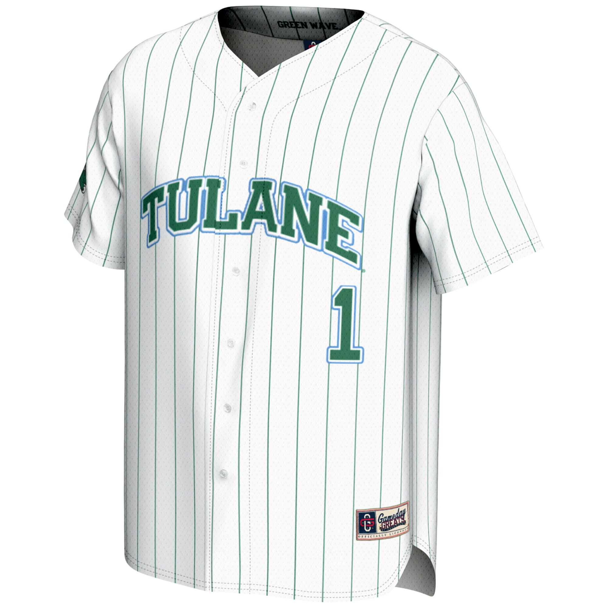 [DDG] Tulane Green Wave GameDay Greats Lightweight Baseball Jersey - White