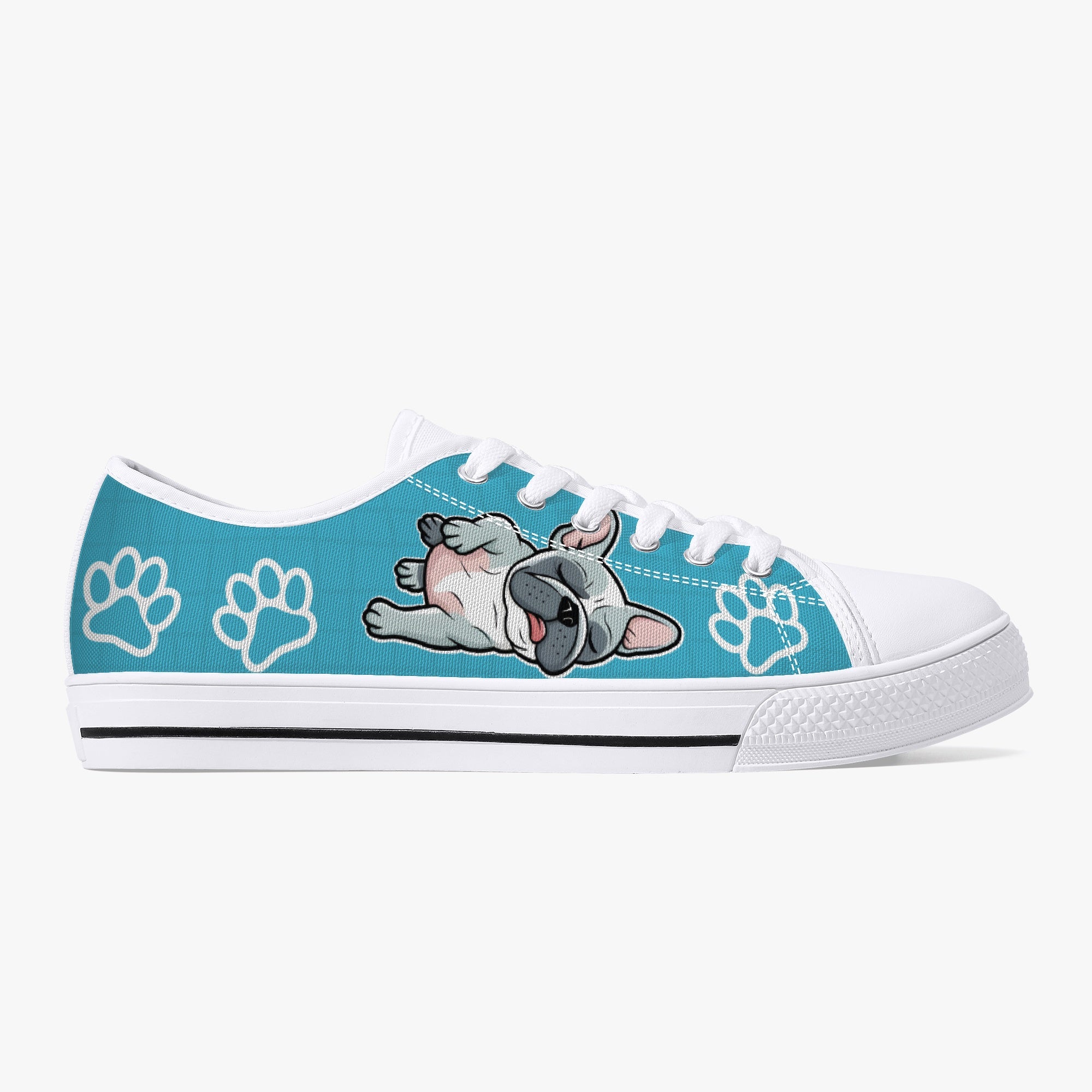 French Bulldog Freddie Classic Low Top Canvas Shoes Cozy Paw Wear