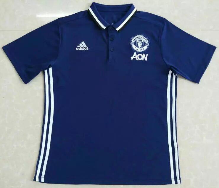 Official Man Utd Manchester United Dark Blue Polo 2016-17 Shirt