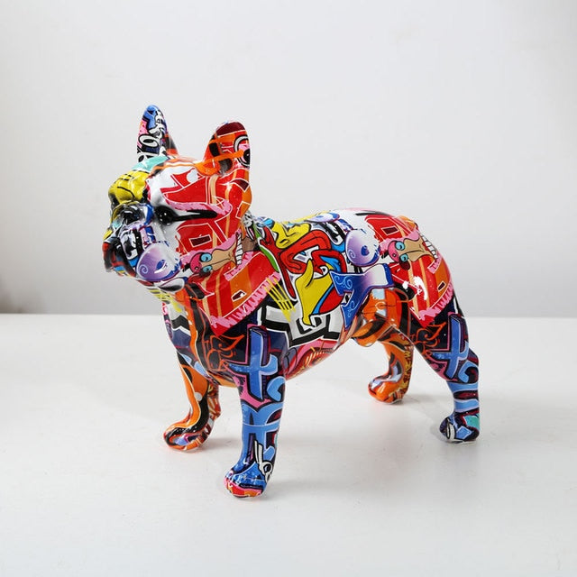 Fashion-Forward Resin Colorful French Bulldog Statue for French Durable