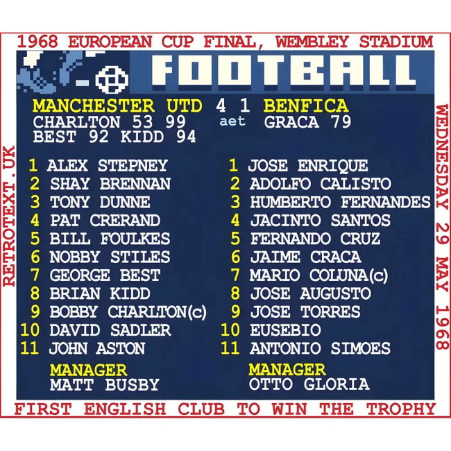 1968 European Cup Final Retrotext - White official style T-Shirt (Men