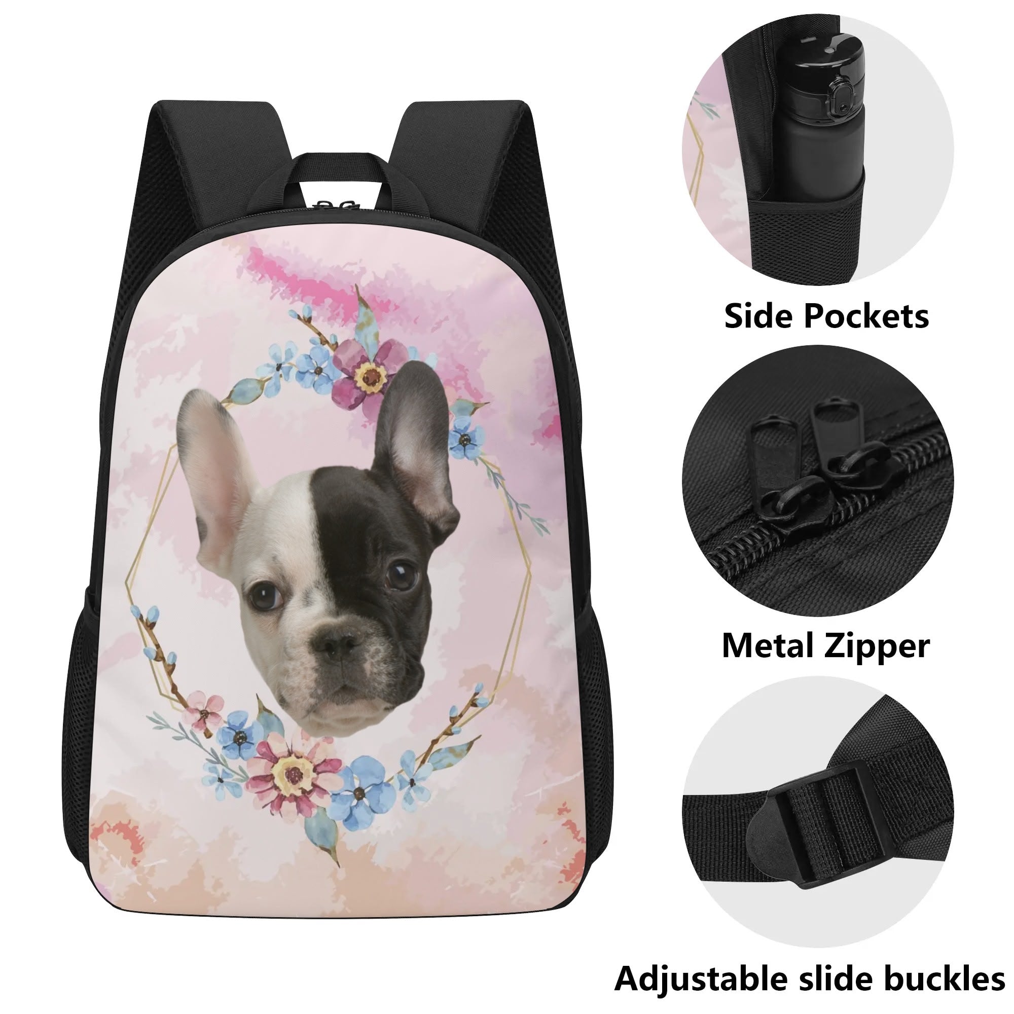 French Bulldog Custom 17 Inch School Backpack With Your French Bulldog