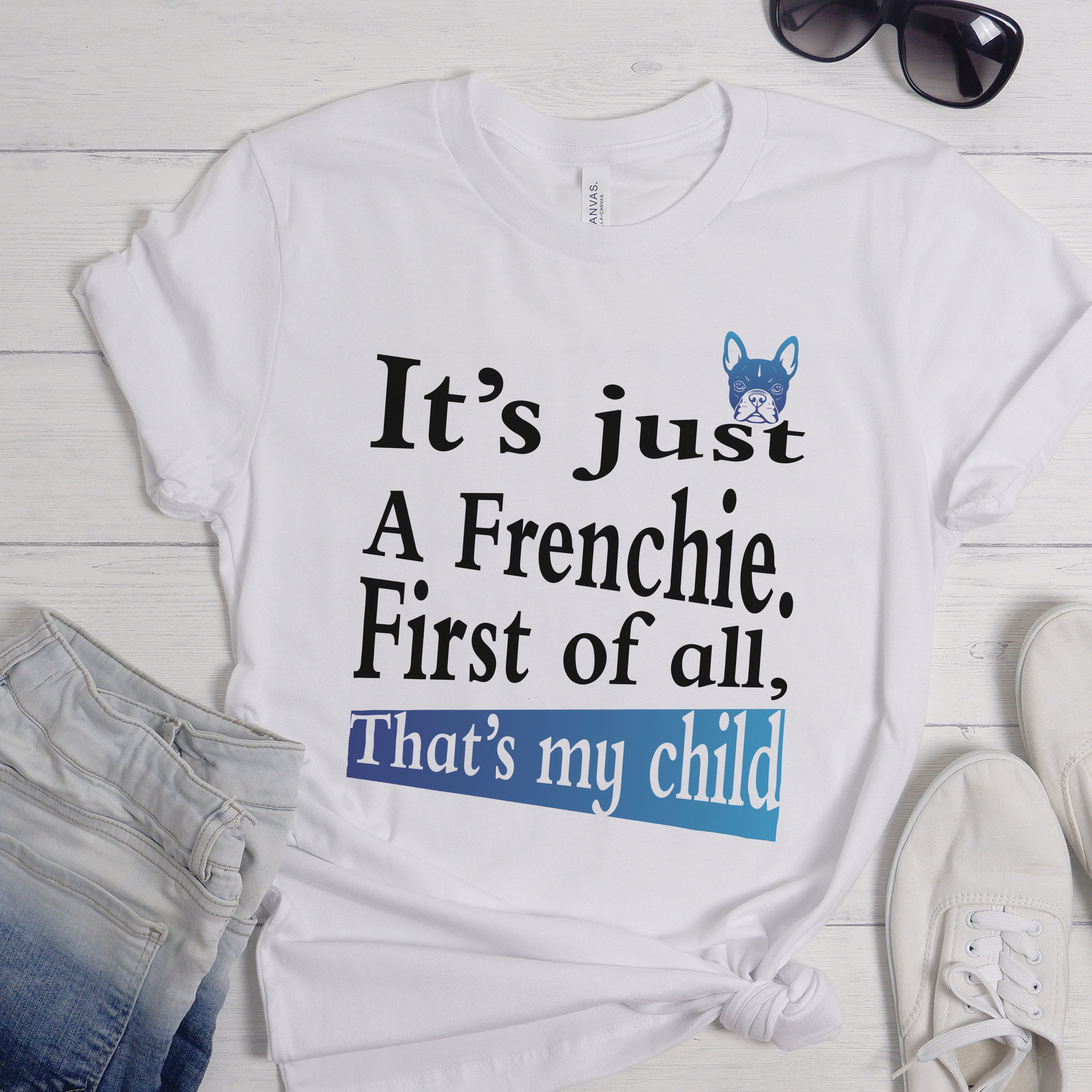 Playful Frenchie Art - Casual Unisex T-shirt For Frenchie Fans