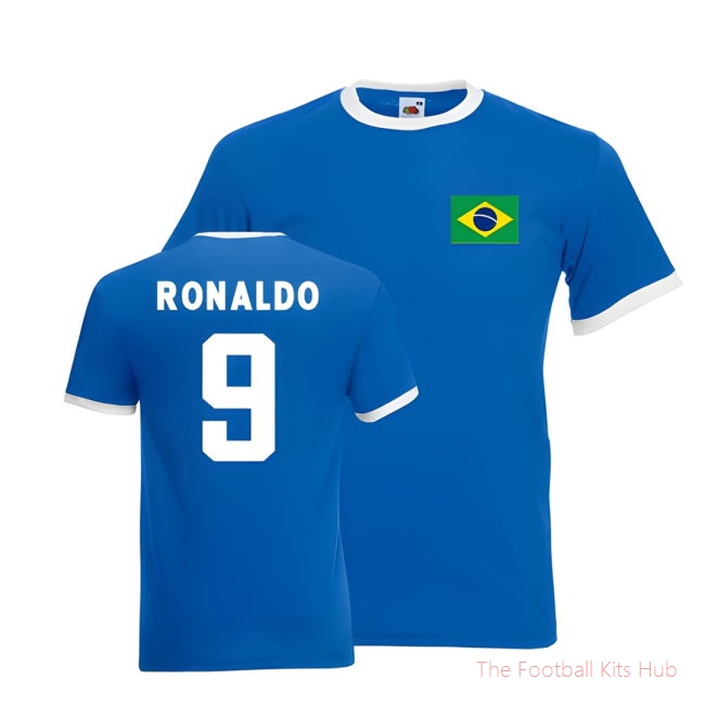 Men Ronaldo Brazil Ringer Tee (blue)