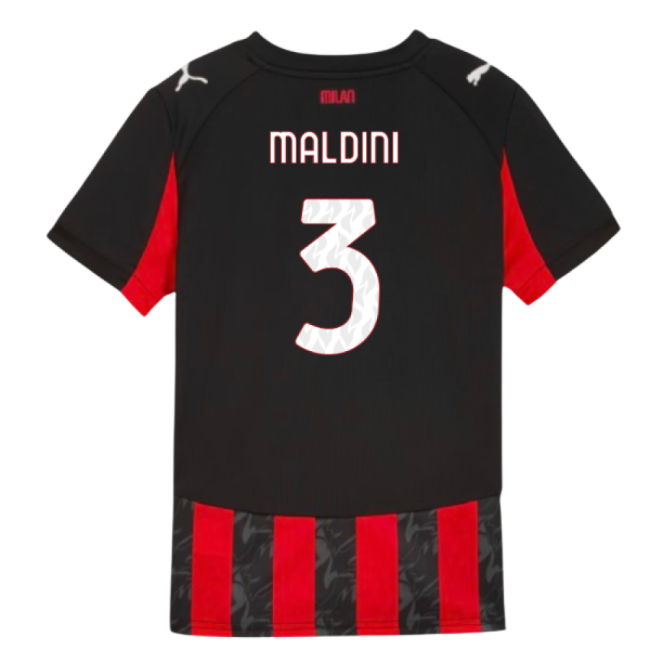 Kids 2025-2026 AC Milan Football Club Home Uniform (Maldini 3)