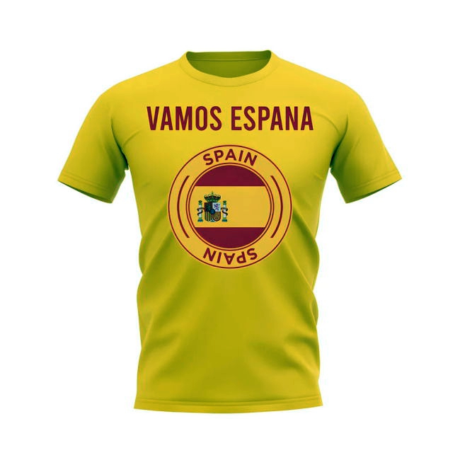 Vamos Espana Spain Fans Phrase T-shirt (Yellow)