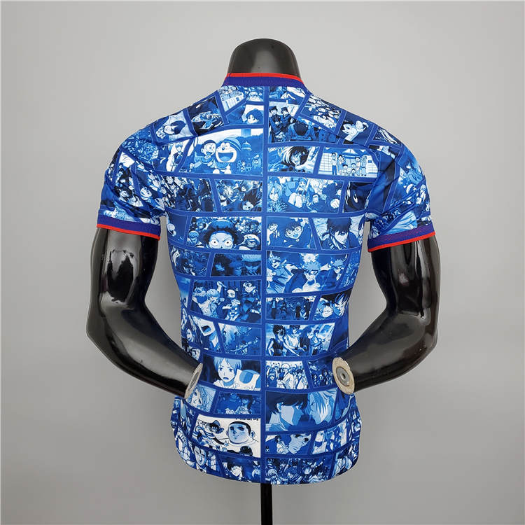 Japan 2021 Cartoon Version Blue Soccer Jersey Football Shirt Player