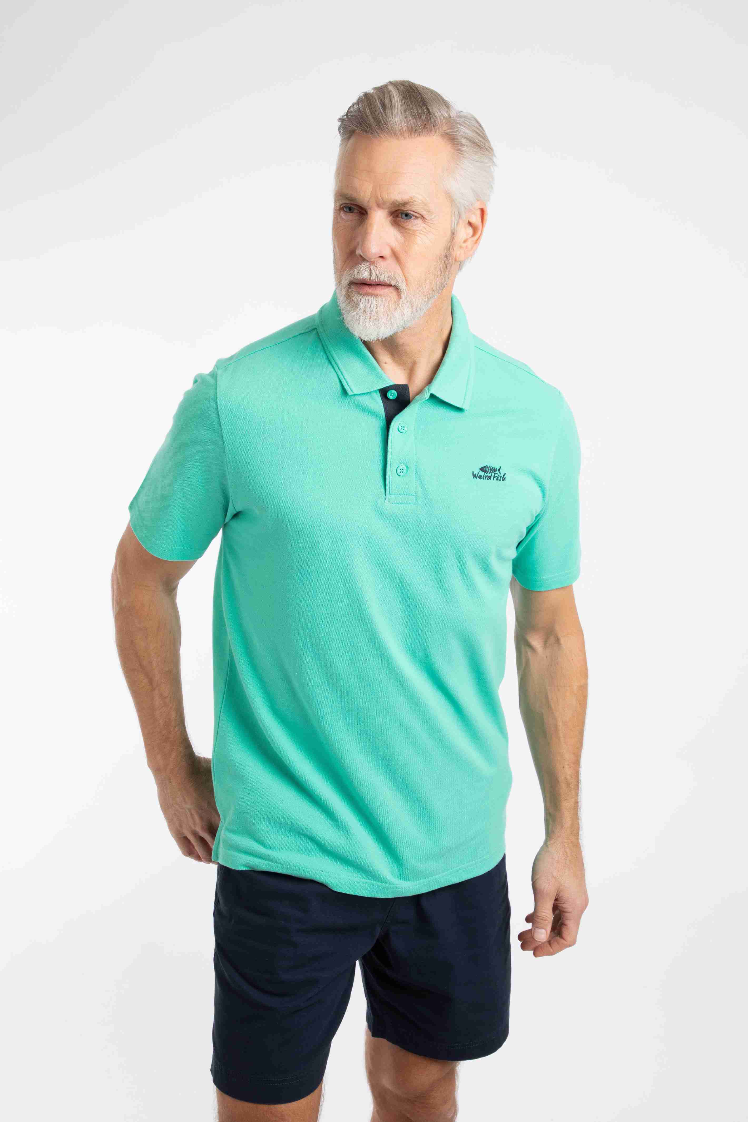 Miles Pique Polo Shirt Aqua Marine