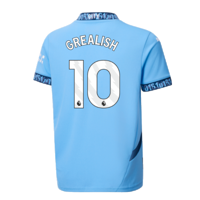 Fan Gear Football Man City Home Shirt Kids Grealish #10 Official L...