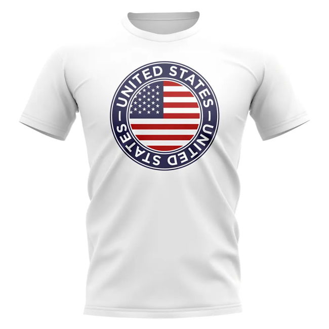 Climate-Control Performance-Driven Usa Football Badge T-Shirt (White)