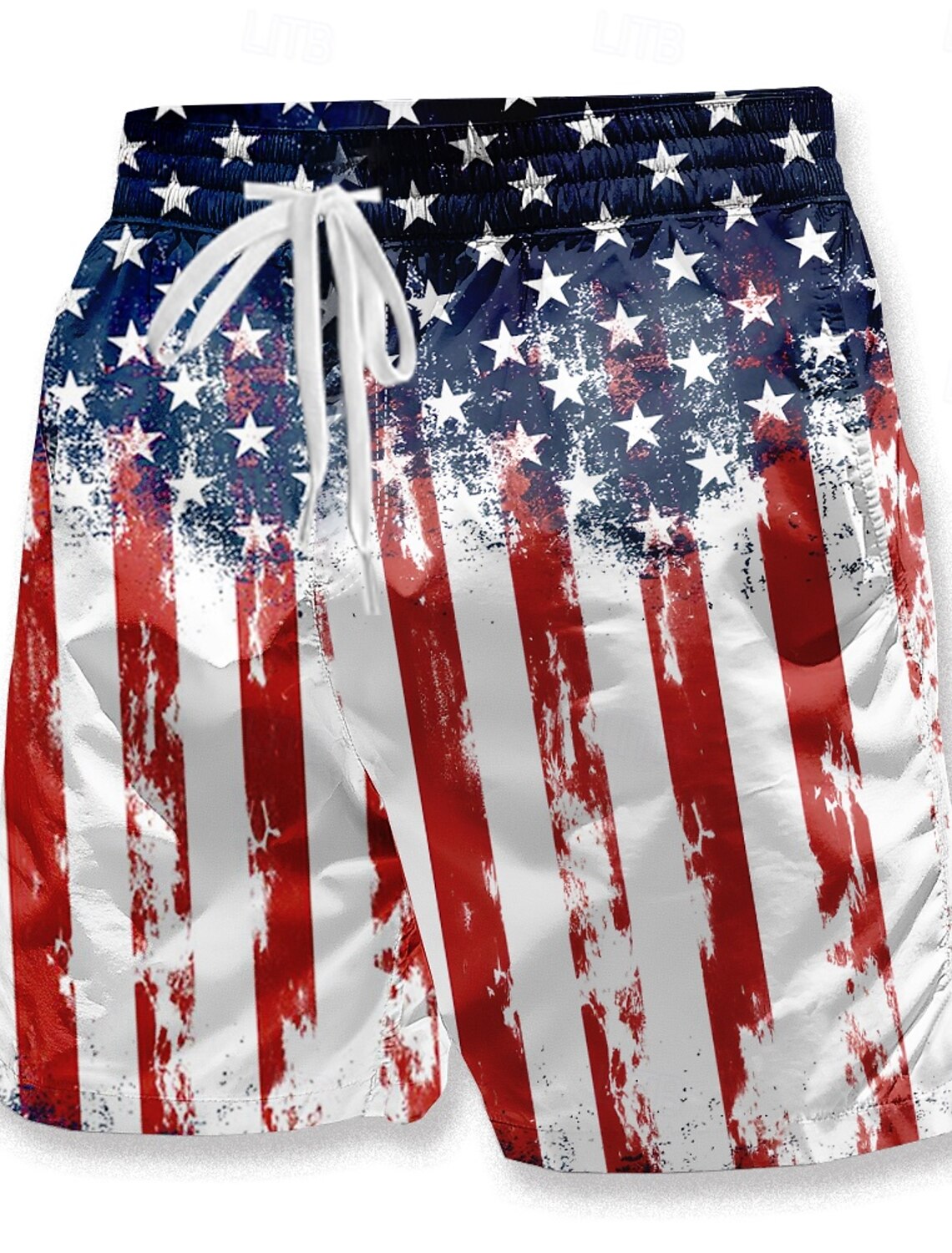 Independence Day Men's US Flag Patriotic Fourth of July Swim Trunks Swim Shorts Board Shorts Mid Waist Hawaiian Holiday Side Pockets Mesh Lining Elastic Drawstring Waist