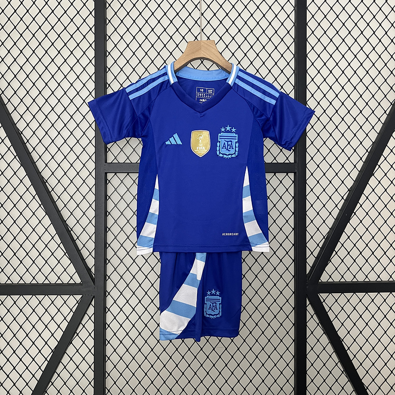 Kids Copa America 2024 Argentina Away Soccer KitShirtShorts -