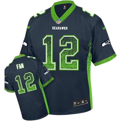 NFL W S S Seahawks #12 Fan Steel Blue Elite Jersey - High Quality