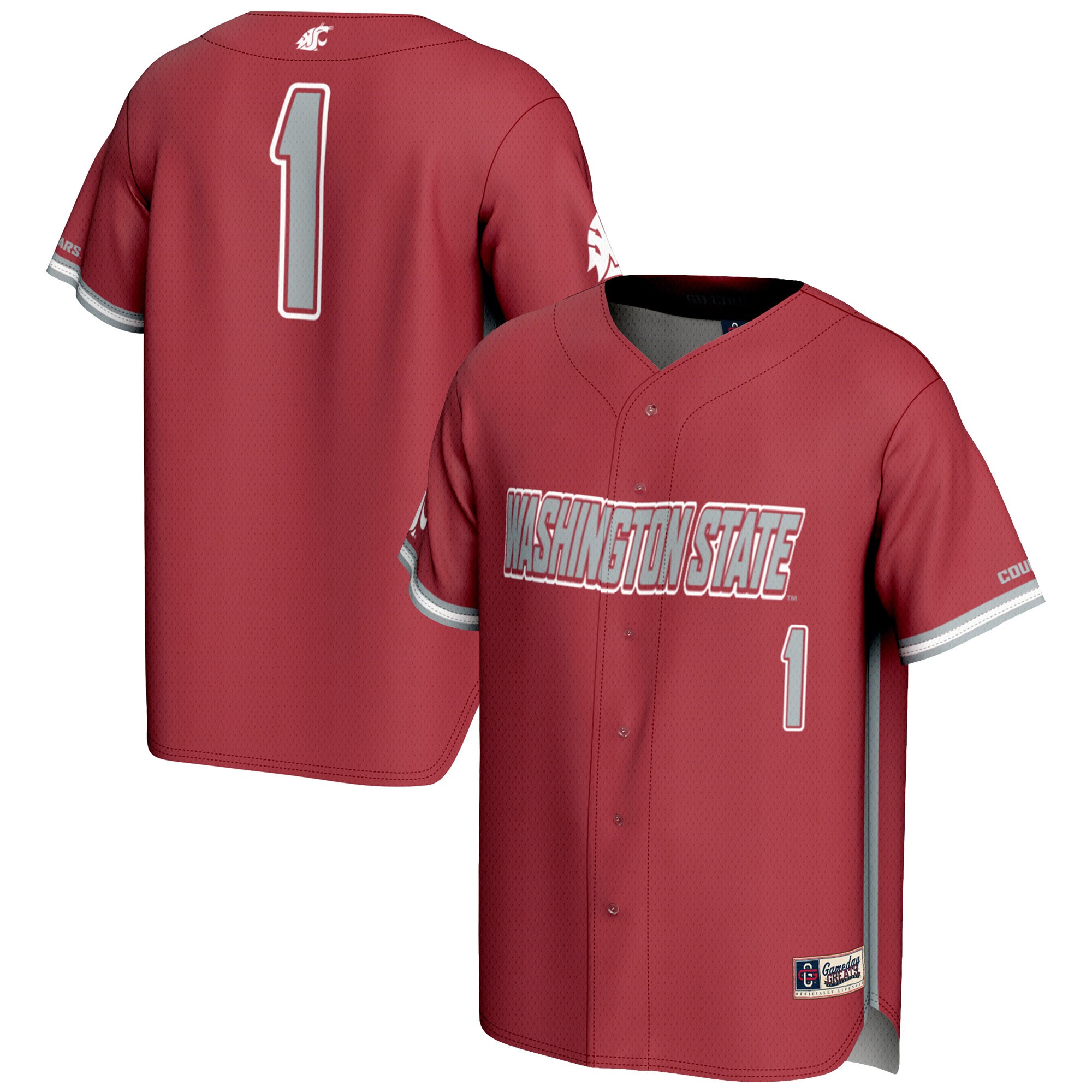 [DDG] Washington State Cougars GameDay Greats Lightweight Baseball Jersey - Crimson