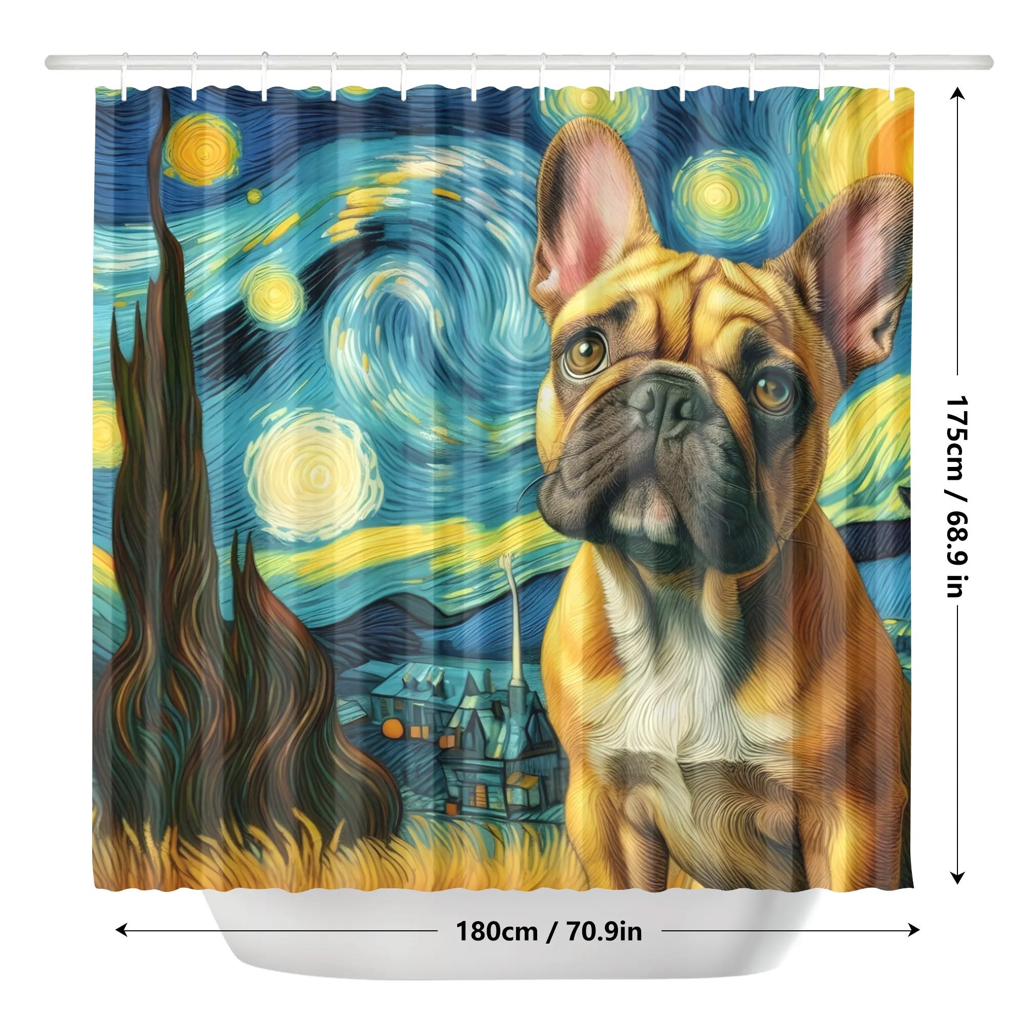 Minimal-Aesthetic Stormy - Shower Curtain For Frenchie Lovers for Fas...