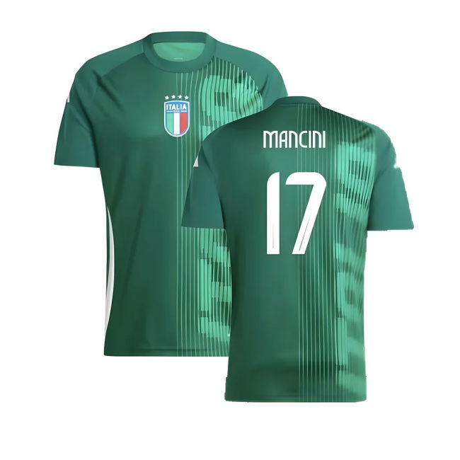 2024-2025 Italy Pre-Match Shirt (Green) (Mancini 17) Performance