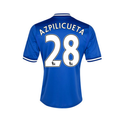 Breathable 13-14 Chelsea 28 Azpilicueta Blue Home Soccer Jersey Shirt
