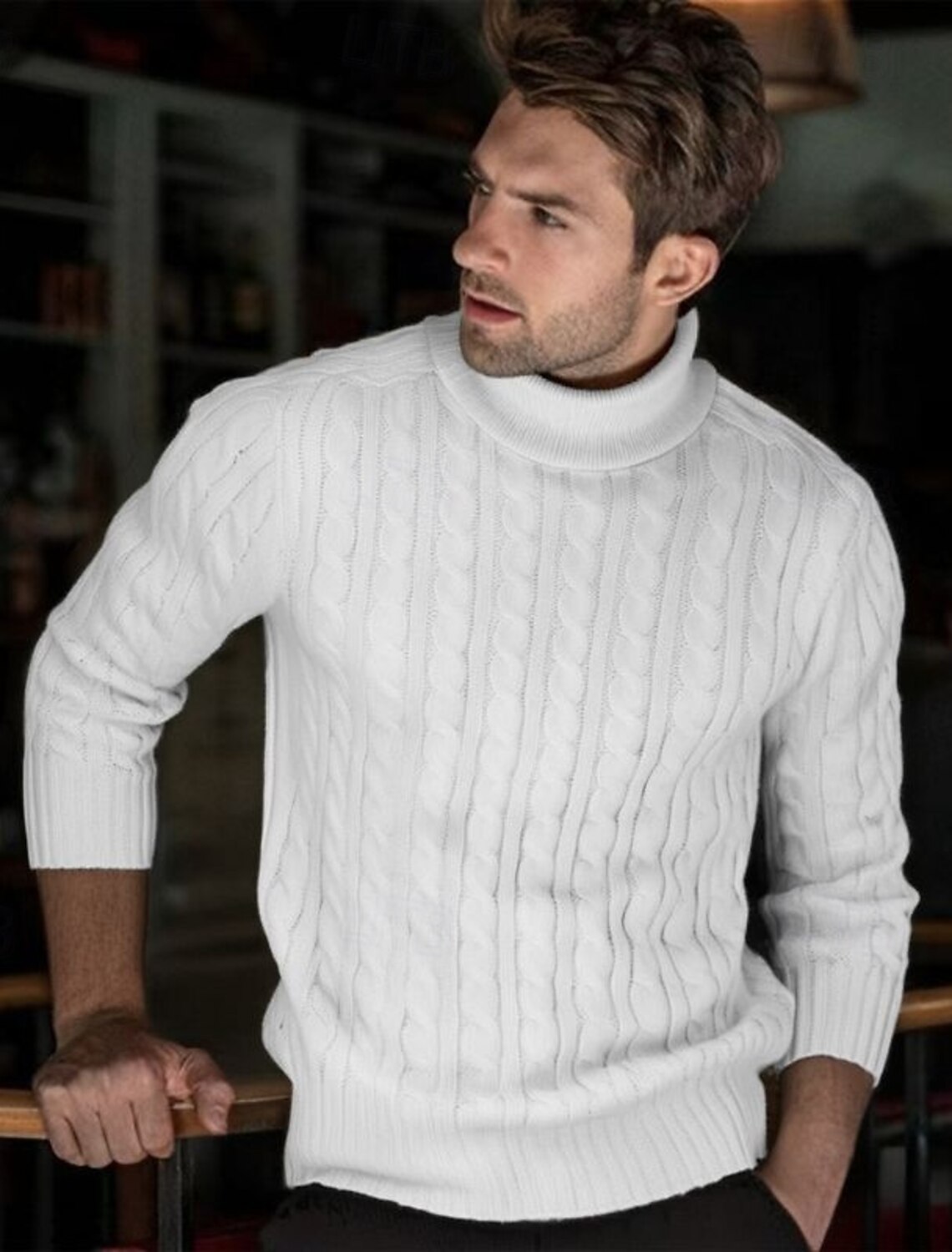 Men's Pullover Sweater Jumper Knit Ribbed Cable Regular Tops Knitted
