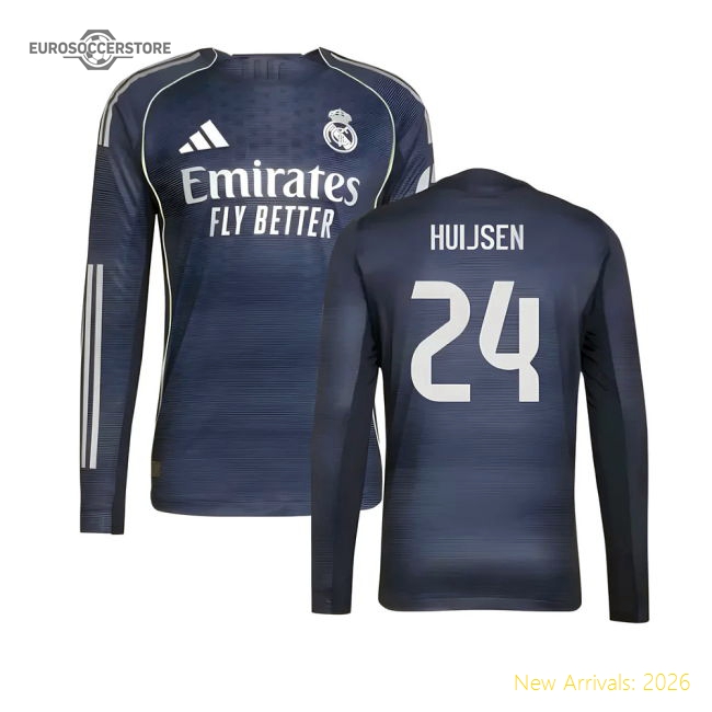 Authentic 2025-2026 Real Madrid Authentic Long Sleeve Away Shirt (Huijsen