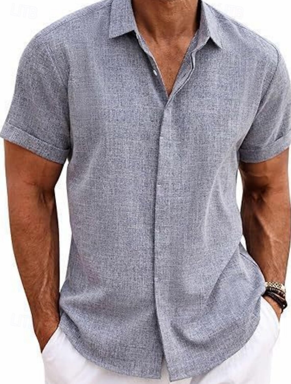 Men's Shirt Casual Black White Light Green Pink Wine Short Sleeve