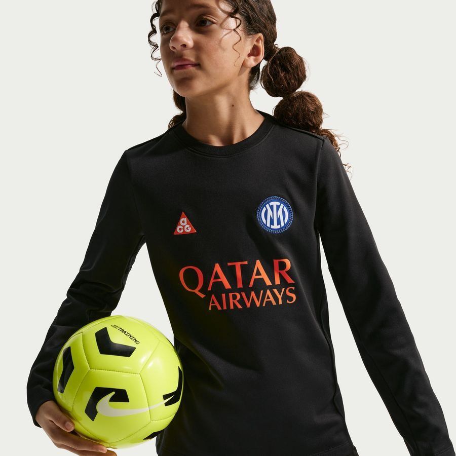 Inter X ACG Training Shirt Dri-FIT Academy Pro Pre Match Warm 4th - Black/Safety Orange Kids