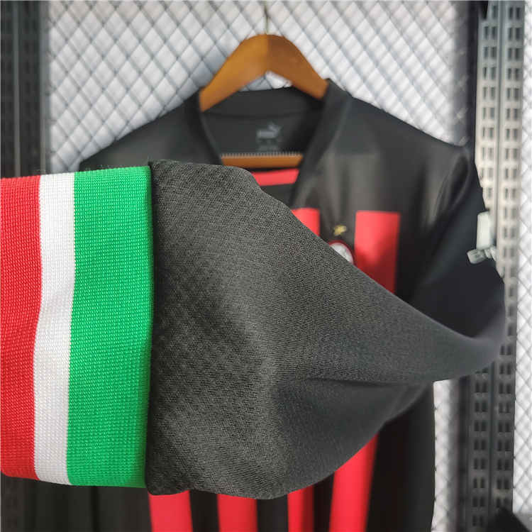Lightweight AC Milan 2223 Home Red Long Sleeve Soccer Jersey Football