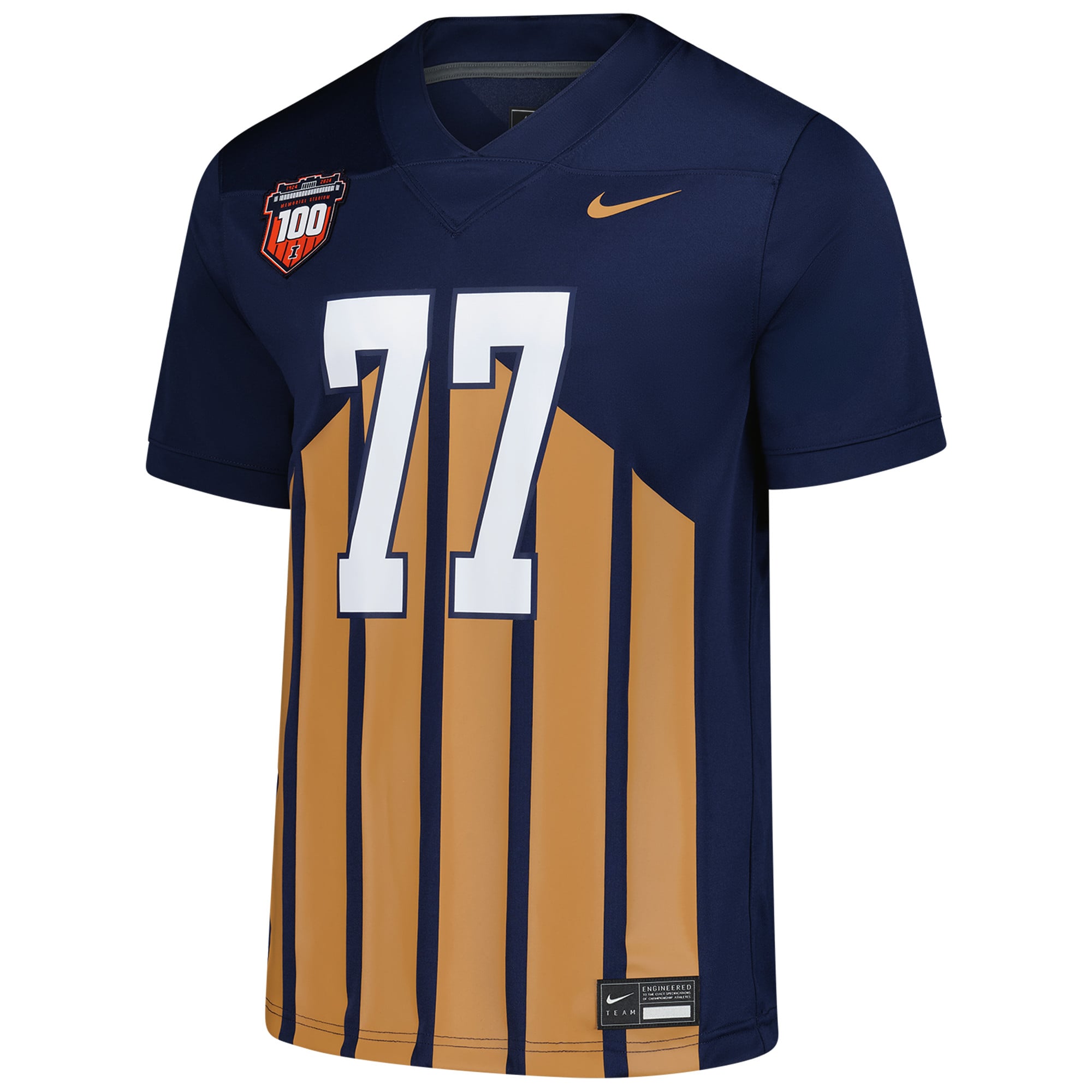 Men's #77 Navy Illinois Fighting Illini Football Jersey