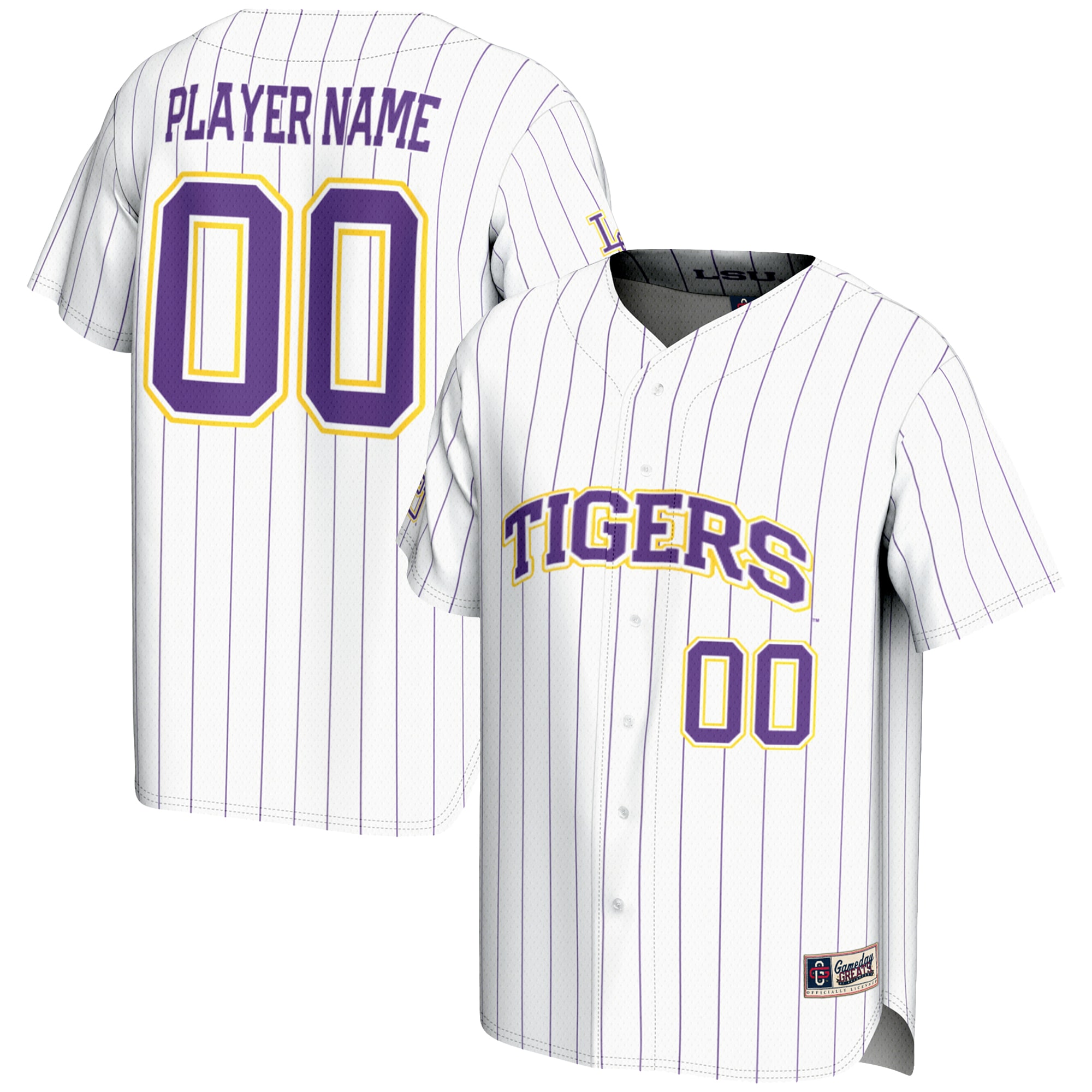 [DDG] Women's LSU Tigers GameDay Greats NIL Pick-A-Player Lightweight Baseball Jersey - White