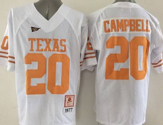 Men's UT TX White 2024 performance Earl Campbell #20 breathable Jersey