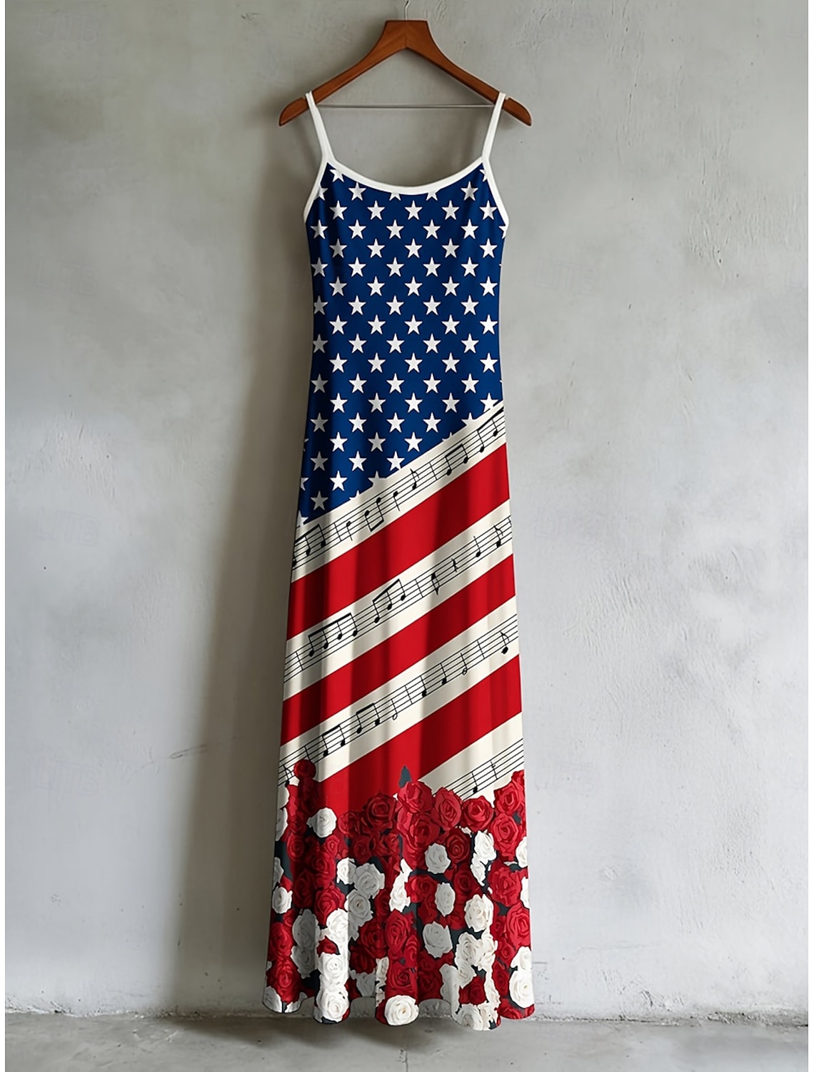 American Independence Day Women's Maxi Dress Slip Dress Party Daily Beach Loose Fit Stars and Stripes Sleeveless V Neck Spaghetti Strap White Summer Spring