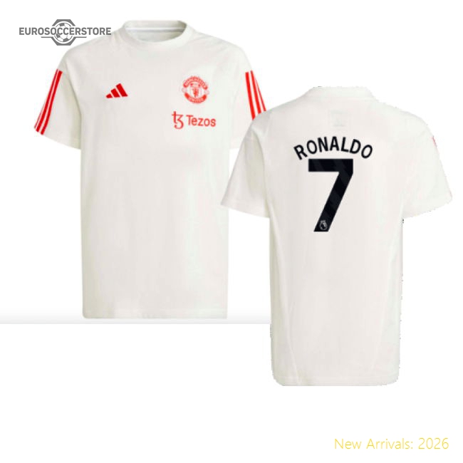 Premium 2023-2024 Man Utd Training Tee White - Kids Ronaldo 7