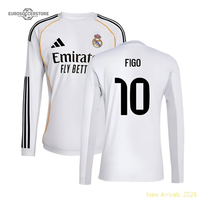 Top-Quality 2025-2026 Real Madrid Long Sleeve Home Shirt (Figo 10)