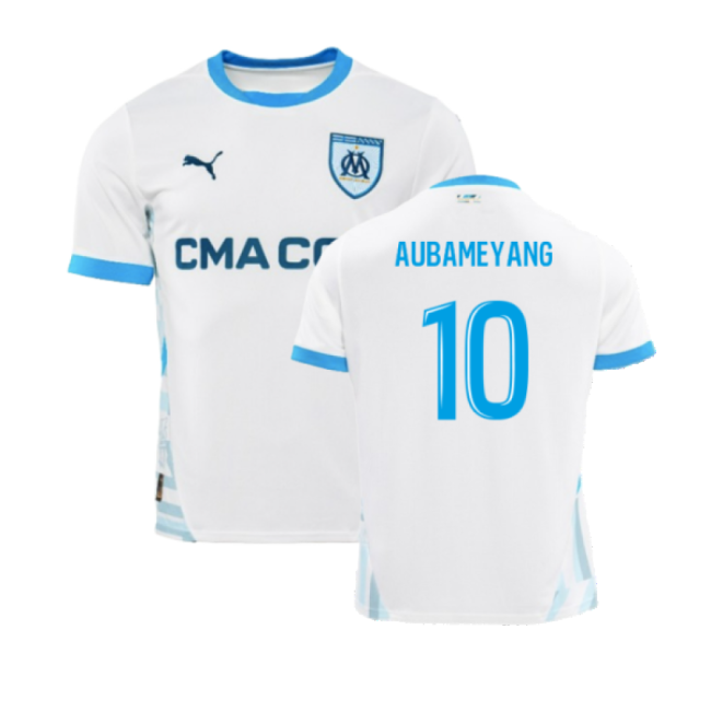 2024-2025 Marseille Home Soccer Shirt (Aubameyang 10) | Official