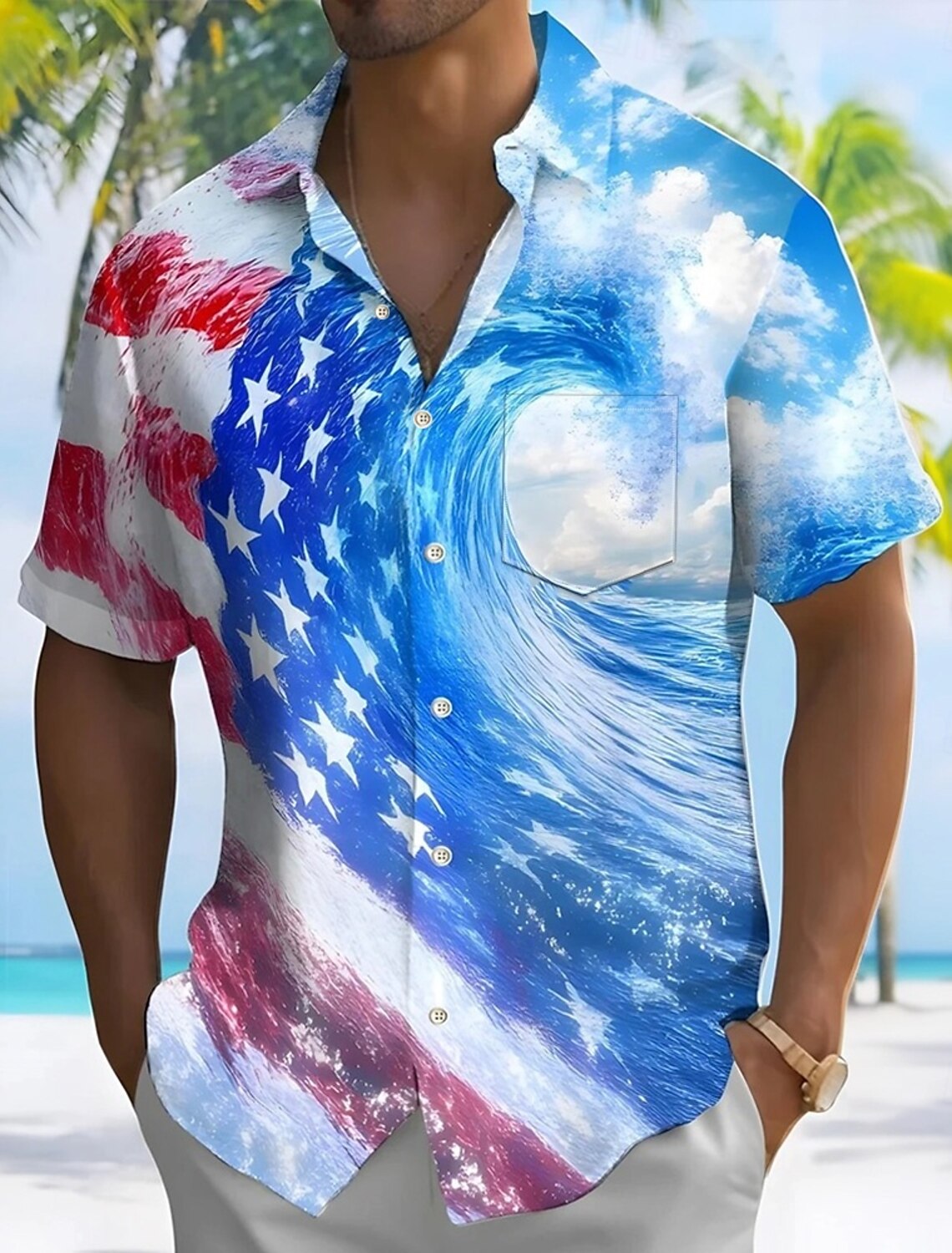 Men's 4th of July U.S. 250th Anniversary Eagle US Flag Shirt Button Up Shirt Short Sleeve Vintage Retro Outdoor Holiday Summer Spring Turndown 3D Print Collared Shirts White 1 White White 2