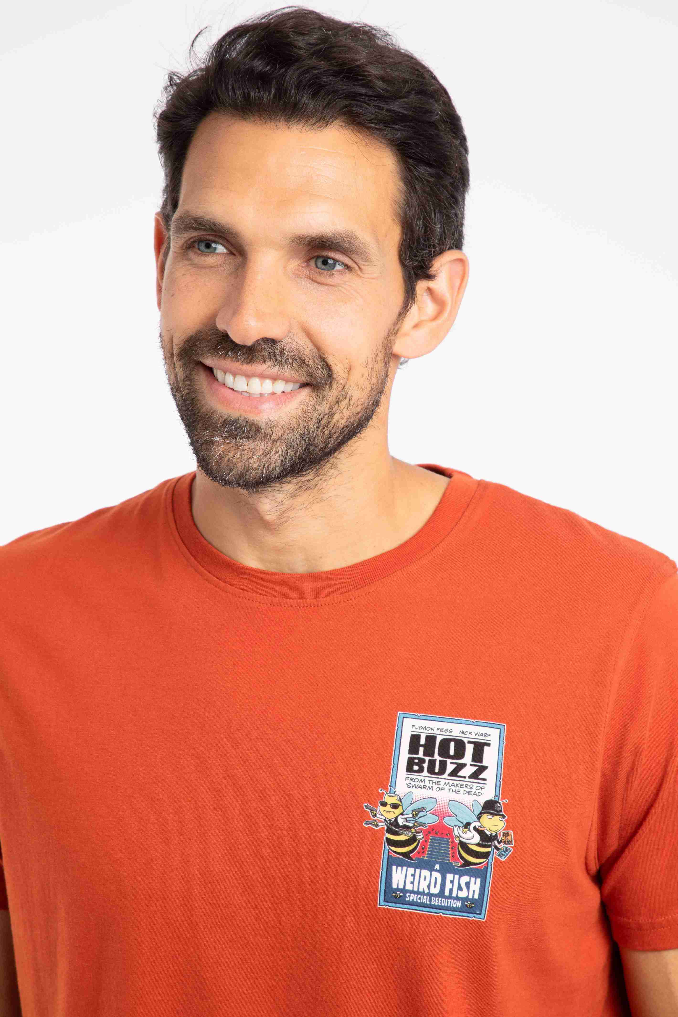 Hot Buzz Back Print Artist T-Shirt Rust Leaves