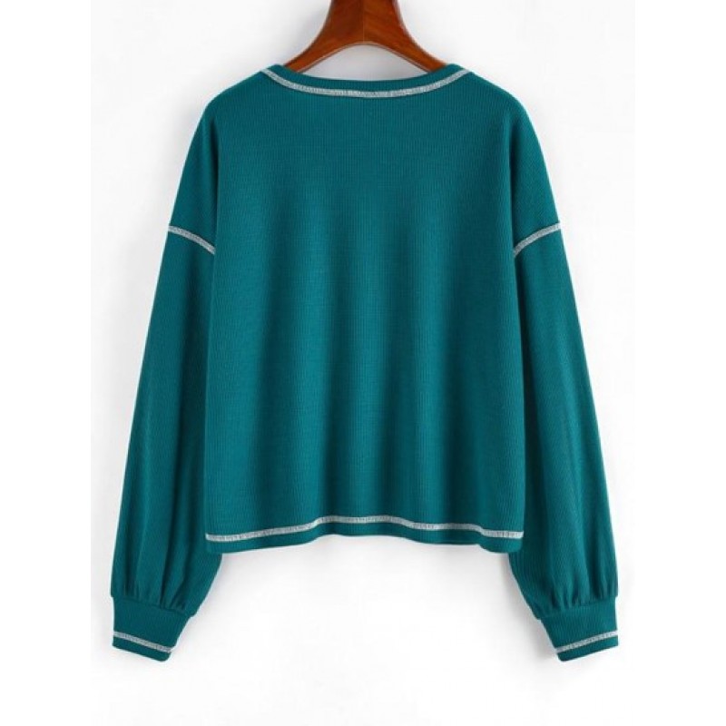 Chest Pocket Topstitching Drop Shoulder Knit Tee IZ5133