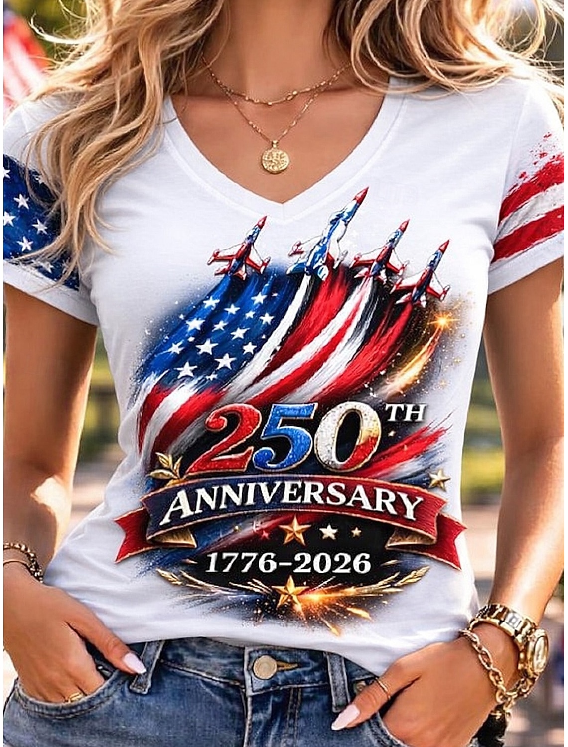 American Independence Day Women's T Shirt Print Graphic Letter American Flag Stylish Classic Casual Short Sleeve Crew Neck Regular Tops Daily Black Summer Spring