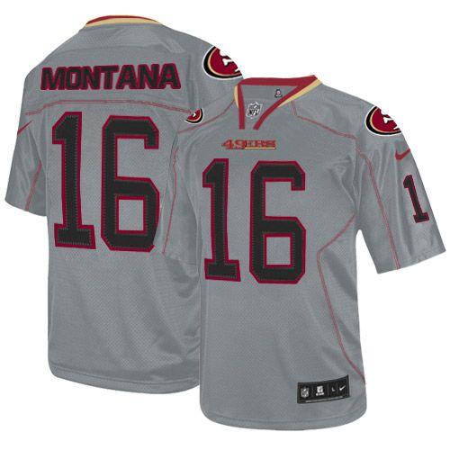NFL W 4 49ers #16 Joe Montana Team Color Lights Out Jersey - Authen...
