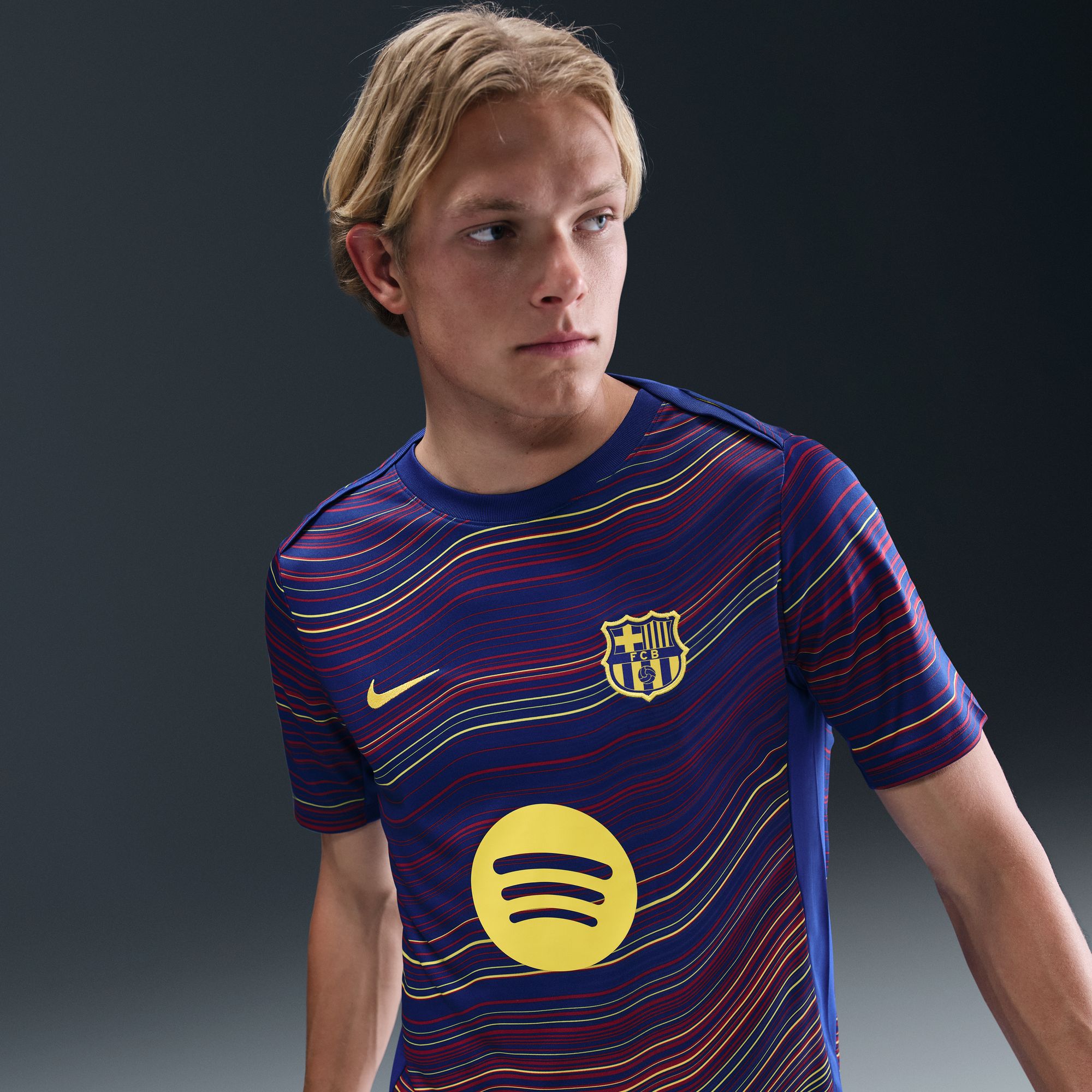 [SJH] Barcelona Home 2025/26 Academy Pro Pre-Match Jersey Top - Navy