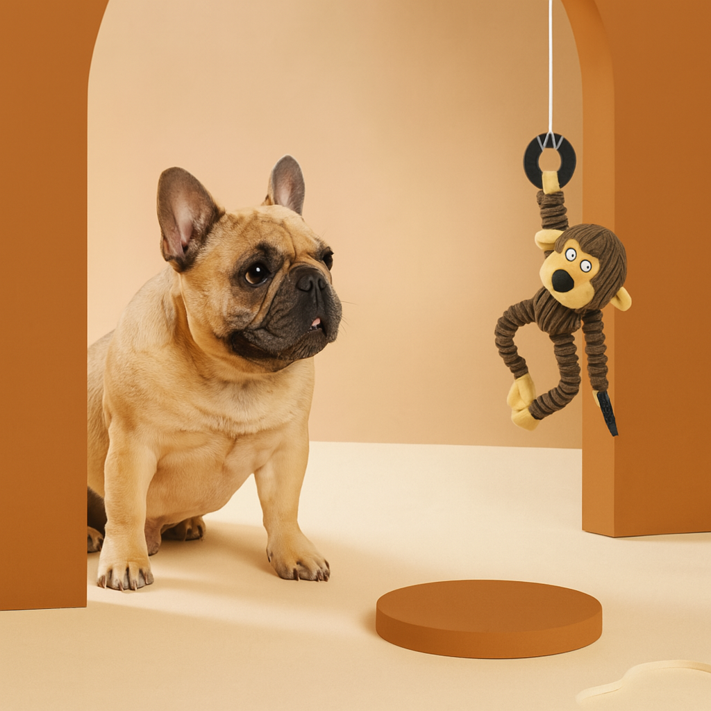 Monkster Frenchie Plush Toy – Teething Interactive Plush Squeaky Toy