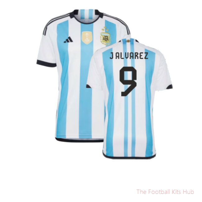Argentina 2022 World Cup Winners Home Shirt (J ALVAREZ 9)