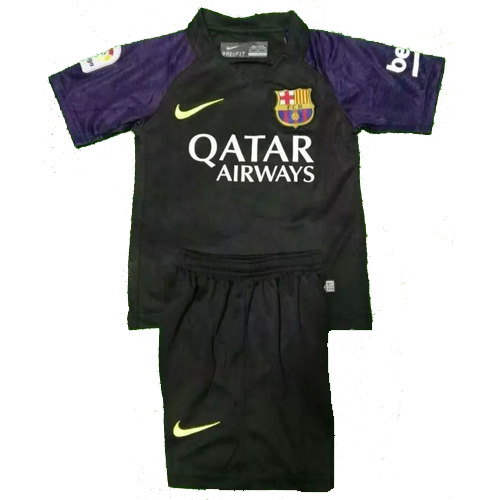 Kids Barcelona Black Goalkeeper 201617 Soccer KitsShirtShorts -