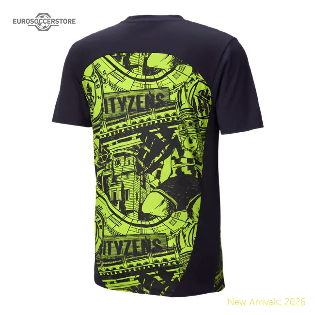 2024-2025 Man City Pre-Match Shirt (Yellow Glow) - Kids (Marmoush 7)