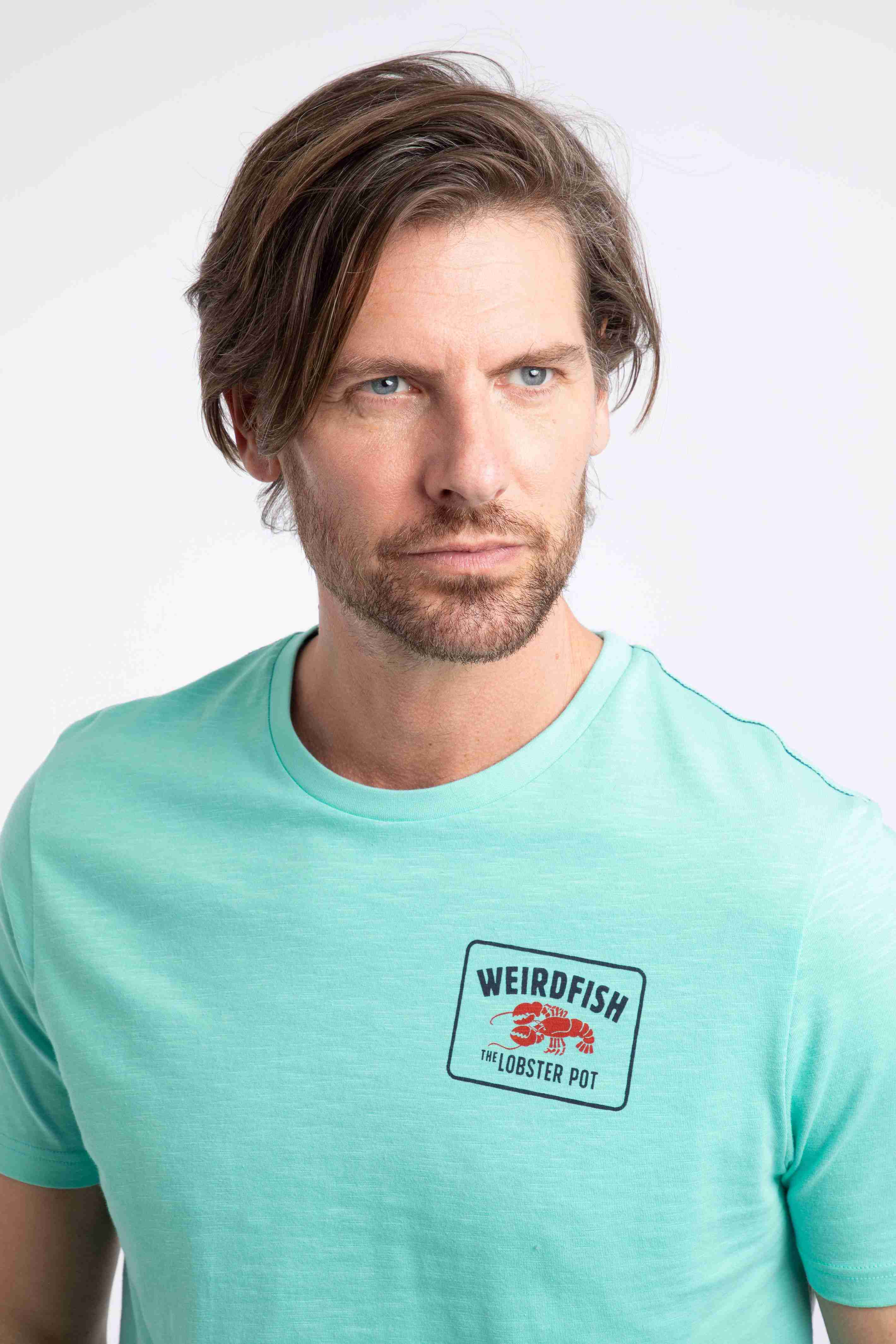 Lobster Pot Back Print Graphic T-Shirt Aqua Marine