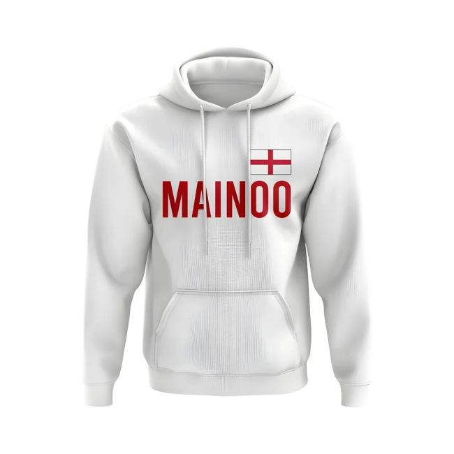 Kobbie Mainoo England Flag Hoodie (White)